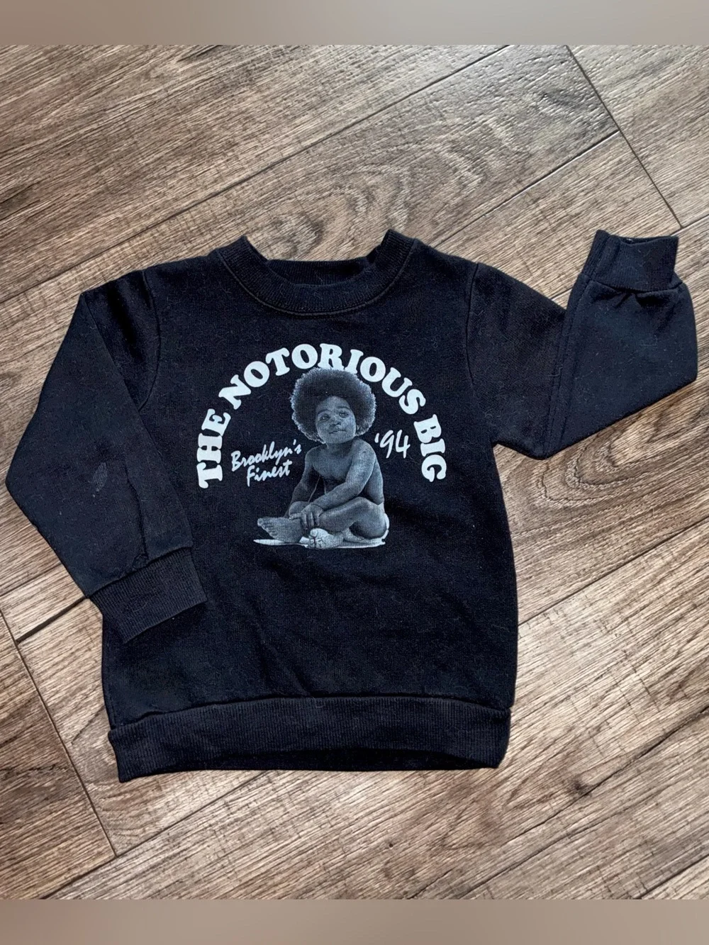 Kids Black Graphic Sweatshirt - 'The Notorious B.I.G.' Design